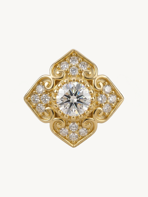 Brinco Étoile d'Orient moissanita flor dourado prata 925 — Isi Laurier